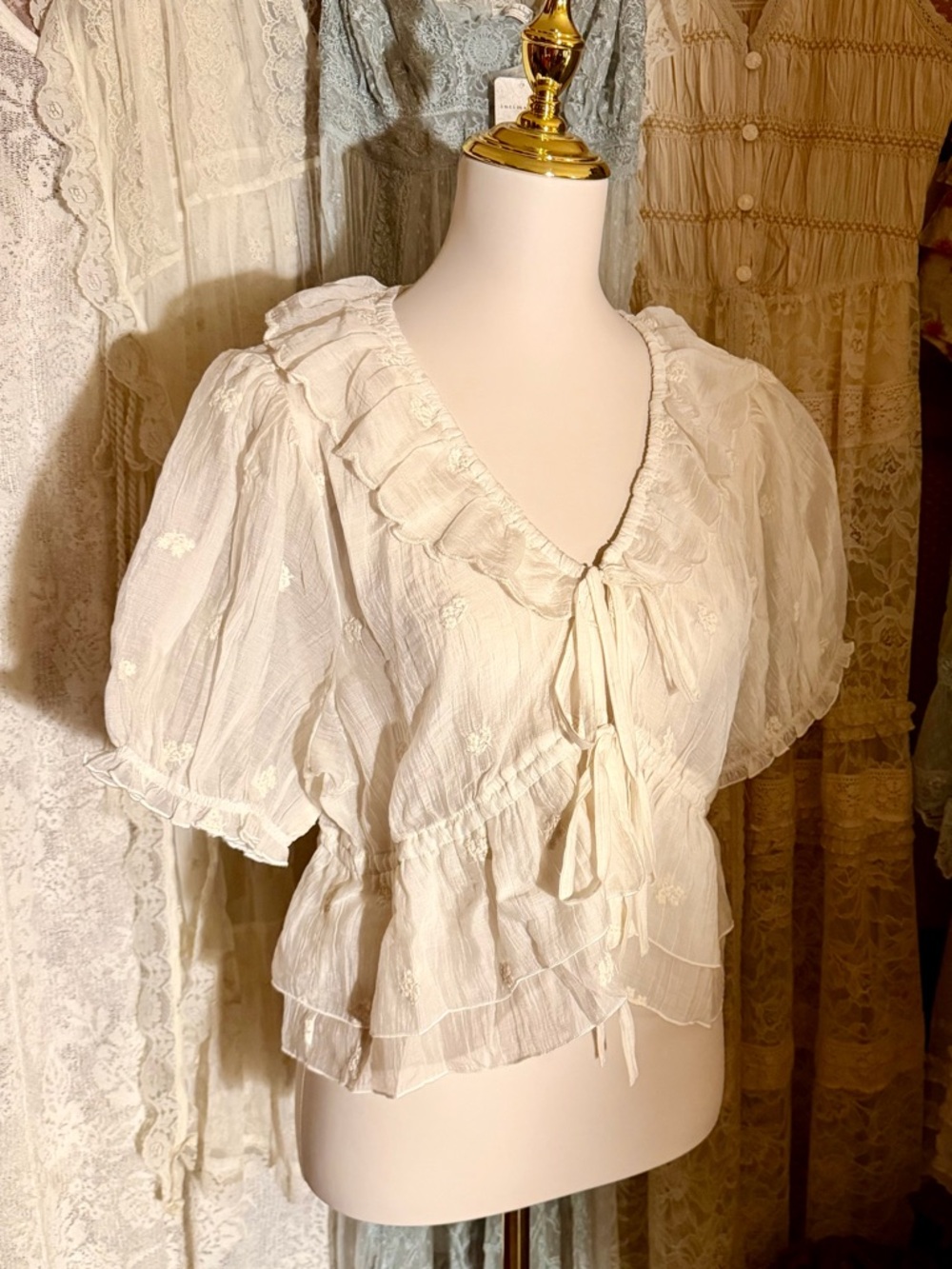 Lucky Brand Ruffled Tie-front Top